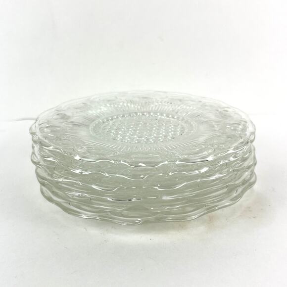 US Glass Company Manhattan Clear Bread & Butter Plates Set of 6 - Picture 5 of 5